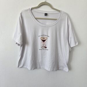Plus 4XL Graphic Tee Working Late Cause I'm A Singer Espresso Martini White Crop